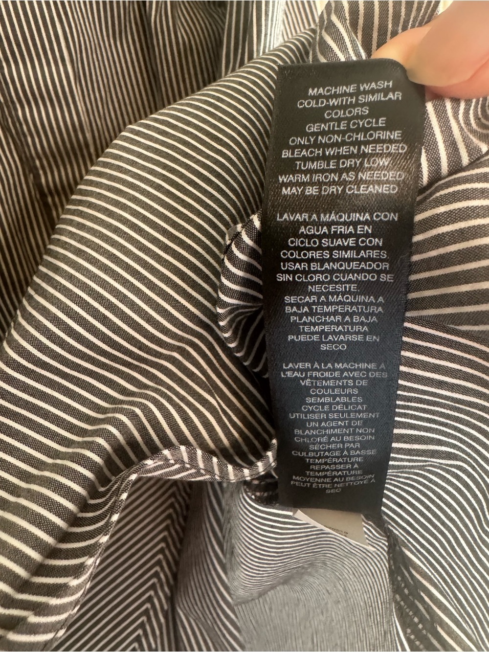 White House Black Market Gray and White Striped Sleeveless Blouse Peplum Poplin - Picture 8 of 10